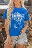 Blue Sunflower Boots Graphic Western Fashion T Shirt