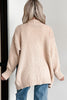 Smoke Gray Open Front Knitted Denim Pocket Patchwork Cardigan