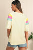 White Color Block Stitched Sleeve Loose T Shirt