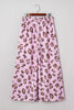 Pink Drawstring Leopard Print Patch Pocket Loose Pants