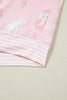 Pink Christmas Tree Nutcracker Doll Print Contrast Trim Long Sleeve Top Matching Shorts Set
