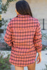 Red Plaid Long Sleeeve Side Split Distressed Hem Shirt