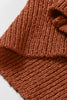 Coffee Ribbed Knit Round Neck Short Sleeve Sweater