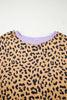 Purple Leopard Striped Patchwork Plus Size Loose Sweatshirt