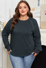 Black Studded Decor Ribbed Edge Mineral Wash Plus Size Jumper