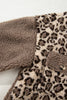 Brown Sherpa Leopard Print Flap Pocket Collared Button Up Jacket