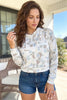 Beige Camouflage Print Long Sleeve Hooded Pullover Casual Top
