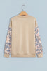 Coffee Camouflage Sleeve Crewneck Baggy Pullover Sweatshirt