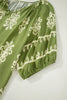 Green Boho Chic Notched V Neck Plus Floral Short Sleeve Top