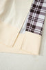 Chicory Coffee Plaid Patchwork Side Slit Hoodie
