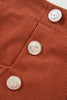Clay Button Decor Scalloped Edge High Waist Corduroy Shorts