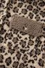 Brown Sherpa Leopard Print Flap Pocket Collared Button Up Jacket