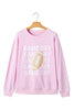 Pink GAME DAY Football Rugby Print Casual Sweatshirt