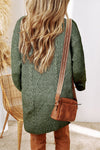 Coffee Cable Knit Drop Shoulder Loose Fit Sweater Dress