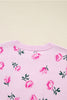 Delicacy Sweet Floral Print Drop Shoulder Cropped Sweater