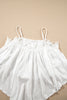 White Lace Splicing Spaghetti Straps Ruffle Flared Tank Top