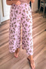 Pink Drawstring Leopard Print Patch Pocket Loose Pants