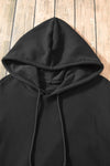 Black Fleece Lined Kangaroo Pocket Drawstring Chunky Hoodie