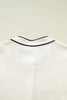 Beige Contrast Color Trim Button Down Long Puff Sleeve Shirt