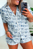 Sky Blue Bow Print Short Pajama Set