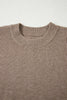 Simply Taupe Ribbed Knit Contrasted Stripe Detail Button Side Loose Sweater