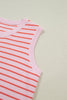 Pink Stripe Textured Knit Sleeveless Casual Sweater Top