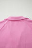 Bright Pink Polo Collar V Neck Pullover and Drawstring Sweatpants Set