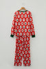Red Stripe Christmas Fashion Print Henley V Neck Pullover and Jogger Pants 2 Piece Lounge Set