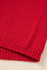 Fiery Red Festive Bow Backless Bubble Sleeve Sweater