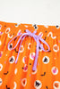 Orange Halloween Print Lapel Shirt Long 2pcs Pajama Set