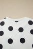 White Polka Dot Short Sleeve Top Casual Skort 2pcs Outfit