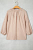Parchment V Neck Gathered Cuff Three Quarter Sleeve Blouse