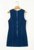 Dirty blue Sleeveless Zipped Bodycon Denim Short Dress
