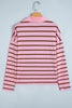 Pink Stripe Striped Long Sleeve Collar Shift Top