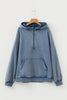 Black Half Zip Kangaroo Pocket Mineral Wash Baggy Hoodie