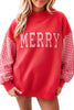 Fiery Red Gingham Plaid Oversized Pullover Sweatshirt