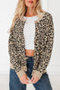 Orange Leopard Drop Shoulder Chunky Knitted Cardigan Sweater