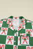 Green Holly Jolly Checkered Pattern 2pcs Long Pajama Set