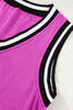 Purple Orchid Color Contrast Trim V Neck Shift Sleeveless Mini Dress