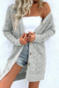 Gray Hollow Out Buttons Front Long Cardigan