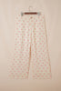 Black Polka Dot Print Patched Pocket Mid-rise Straight Leg Pants