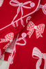 Red Sweet Bow Print Ruffled Short Sleeve Shirt Shorts 2pcs Pajama Set