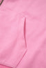 Sachet Pink Solid Color Ribbed Zip Up Drawstring Hooded Jacket