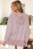 Purple Stripe Thumbhole Side Slits Drop Shoulder Loose Fit Hoodie
