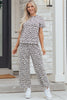 Beige Leopard Print Casual Tee and Pants 2pcs Outfit