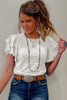 White Layered Ruffle Short Sleeve Round Neck Top