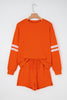 Evergreen Varsity Striped Sleeve Drop Shoulder Sweatshirt and Short Set