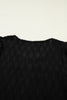 Beau Blue Solid Color Textured Notched Neck Puff Sleeve Blouse