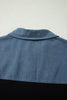 Black Color Block Denim Patchwork Button Polo Collar Short Sleeve Top