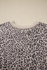 Khaki Leopard Print Patchwork Crew Neck Sweatshirt